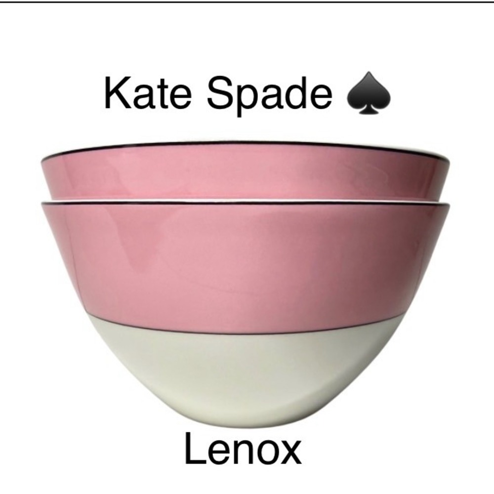 2 Kate Spade Lenox Rutherford Circle Blush Pink Porcelain Cereal Bowls Set NICE